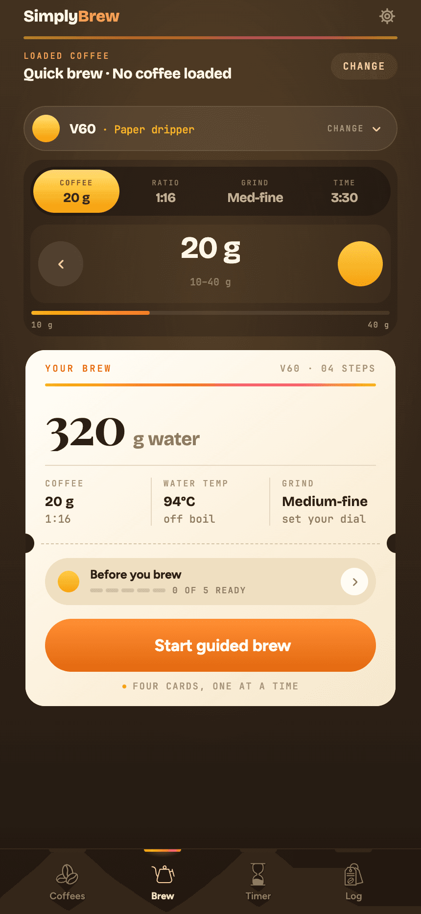 SimplyBrew app — brew calculator